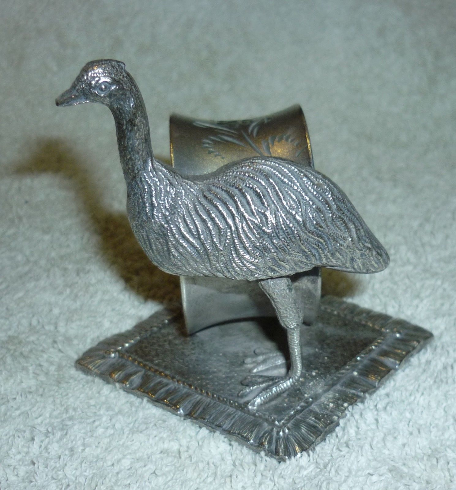 Osterich/Emu? figural napkin ring, Toronto SP Co. number?
