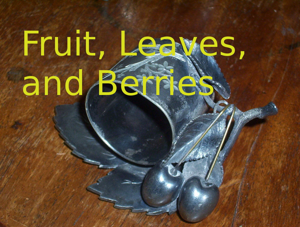 Leaves Flower and Berries figural napkin rings